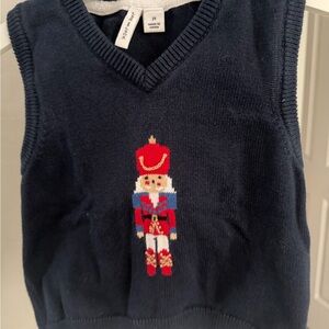 Janie and Jack Dark Blue Knit Vest Featuring Nutcracker